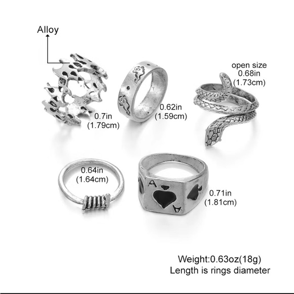 Silver Ring 5 Piece Variety Pack - Picture 6 of 6